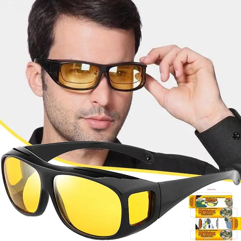 Unisex Polarized Sports Driving Shades - Sportive PC Frame, Yellow Tinted Resin Lenses, Comfortable Nose Pad, Curved Temples, Anti-Glare, Enhances Road Visibility, Prevents Slipping Night Vision Eyewear