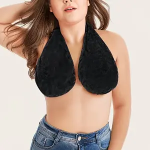 Adjustable Halter Sweat Absorbent Bra, Breathable Sports Bra, Summer Outdoor Beach Sports Daily Use, Soft Warm Towel Material, Women's Multi-Purpose Underwear