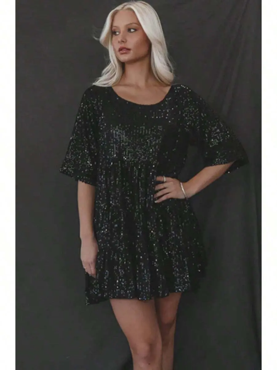 Women's Formal Wear Rainbow Sequin A-Line Mini Dress - Spaghetti Strap, Floral, Glitter, for Lady's Festival, Party Club Summer Night Out - Women's Clothes, Festival Cloth