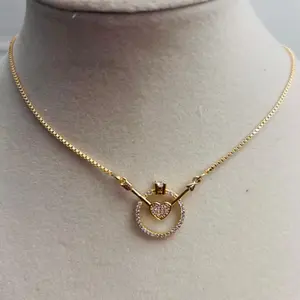 18k Gold Plated Heart Pendant Necklace 18" with Cubic Zirconia Accents for Women Elegant Jewelry