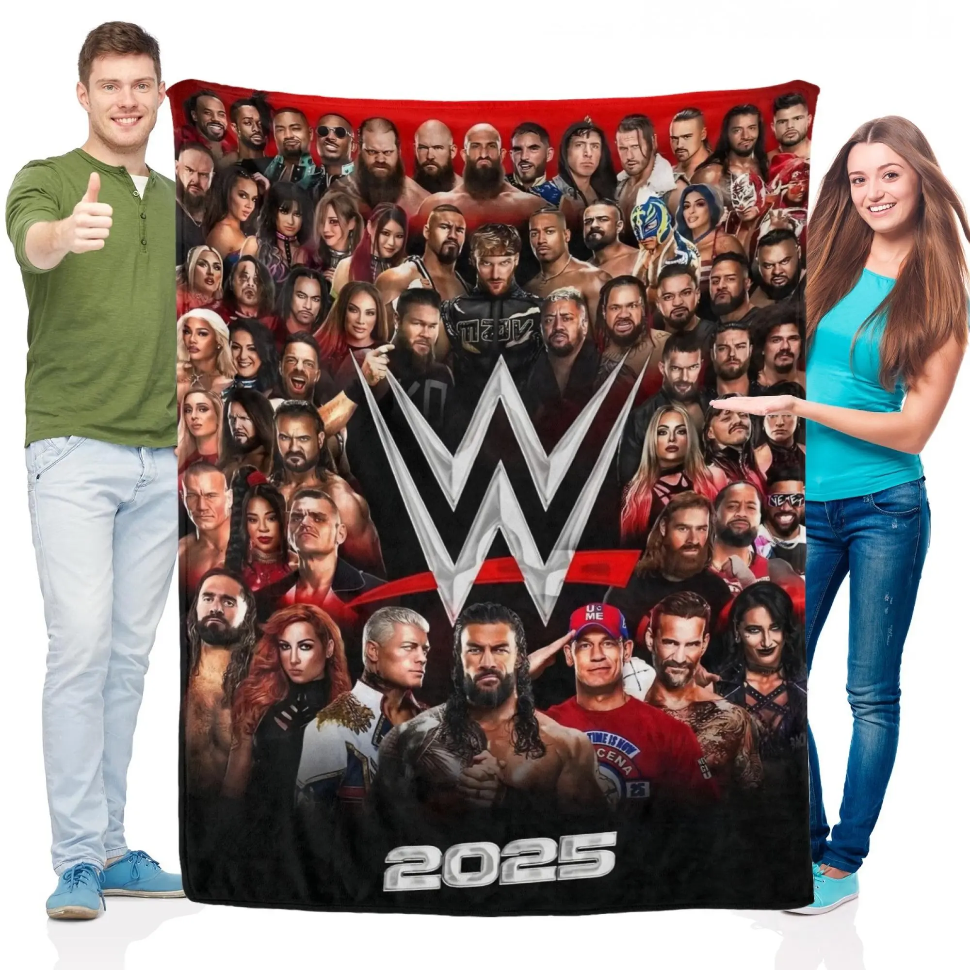 W-WWE Flannel Blanket, Portable Nap Blanket For All Seasons, Warm Multi-Scene Throw, Cozy Home Accessory,Christmas Gift,Fan gift,Gift for man & women,birthday gift