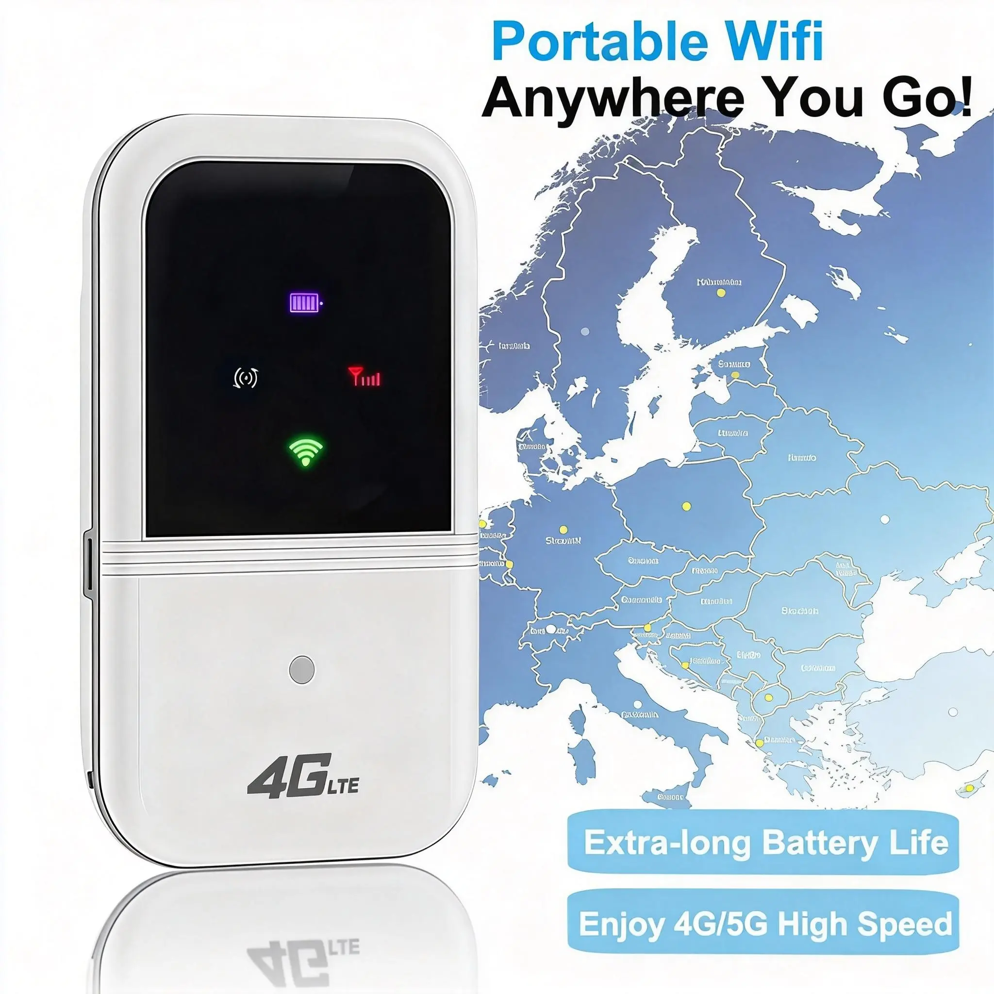 5G/4G LTE Mobile Hotspot, Portable WiFi Hotspot（5G/4G）, Wireless Wifi Hotspot, 150Mbps High Speed,Supports 10+ Device Connections,for Travel, Car, RV, Camping,Business,Hotspot Device,Wifi Pocket,Travel Router
