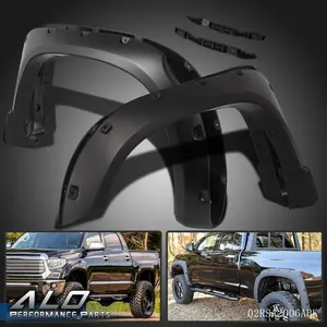 Fit For 2014-20 Toyota Tundra Pocket Rivet Wheel Fender Flares Smooth Black 4PCS
