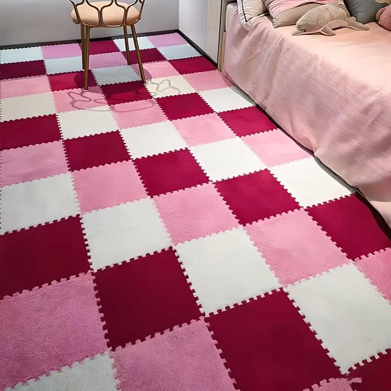19pcs Interlocking Foam Floor Tiles, Available In Colors: Pure Gray, White, Black, Rose Red, Pink, Purple, Coffee - Soft, Washable, Non-slip EVA Floor Mats Suitable for Bedrooms, Living Rooms, Home Decor, Pet Areas, Etc