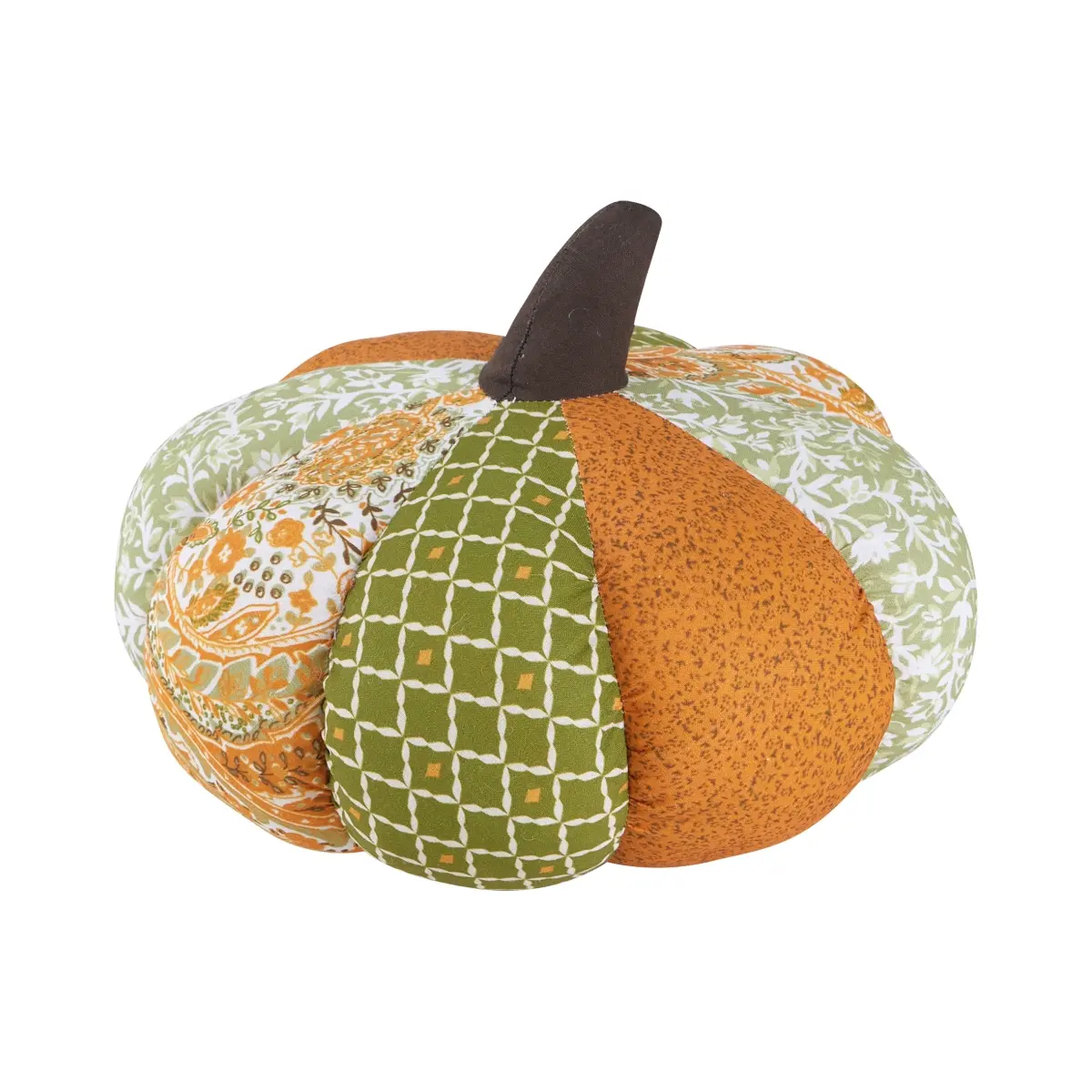 PEKING HANDICRAFT 31PK1201C9RD Handmade Patchwork 9 in. Pumpkin-Shaped Poly-Fill Hook Pillow, Artisan Cotton Textile Durable Cushion, Cozy Bed Setup Aesthetic Room Plush Handmade Gift Decor