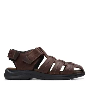 Clarks Walkford Fish 26171794 Mens Brown Wide Leather Strap Sport Sandals Shoes