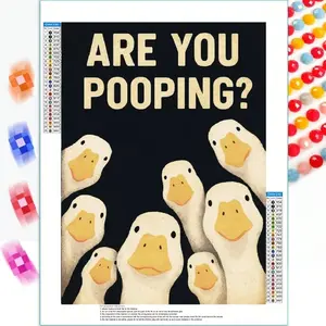 5D Diamond Painting Kit Compatible for Funny Goose Art Print, "Are You Pooping?" - DIY Full Round Drill Partial Inlay Mosaic Art, Handmade Gift, Crafts Suitable for Christmas, Party Decor, Wall Hanging for Bedroom, Living Room - Unframed