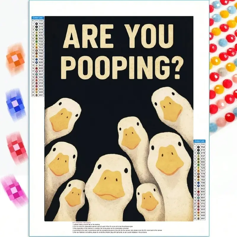 5D Diamond Painting Kit Compatible for Funny Goose Art Print, "Are You Pooping?" - DIY Full Round Drill Partial Inlay Mosaic Art, Handmade Gift, Crafts Suitable for Christmas, Party Decor, Wall Hanging for Bedroom, Living Room - Unframed