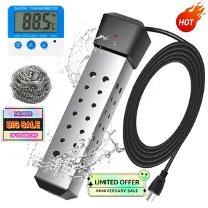 【Latest upgraded version】2000W Rapid Heating Square Immersion Water Heater,with 304 Stainless Steel Cover Intelligent Temperature Control and UL Certification Portable Bucket Heater Heat 5 Gallons of Water in Minutes