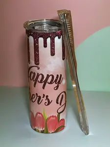 T Cuts Creations 20oz Handmade Travel-Friendly Water Bottle Tumbler - Mother's Day Gift for May 10, Hot & Cold Drinkware with Straw, Lid, Straw Brush, Non-Slip Bottom, Travel-Friendly Water Bottles