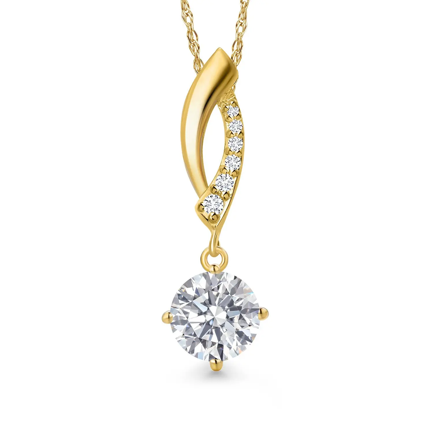 Gem Stone King Women's 10K Yellow Gold 6MM Round July Birthstone & White Lab Diamonds Infinity Pendant Necklace, Complimentary 18-in Chain - US Gift Ready for Birthday (Female)