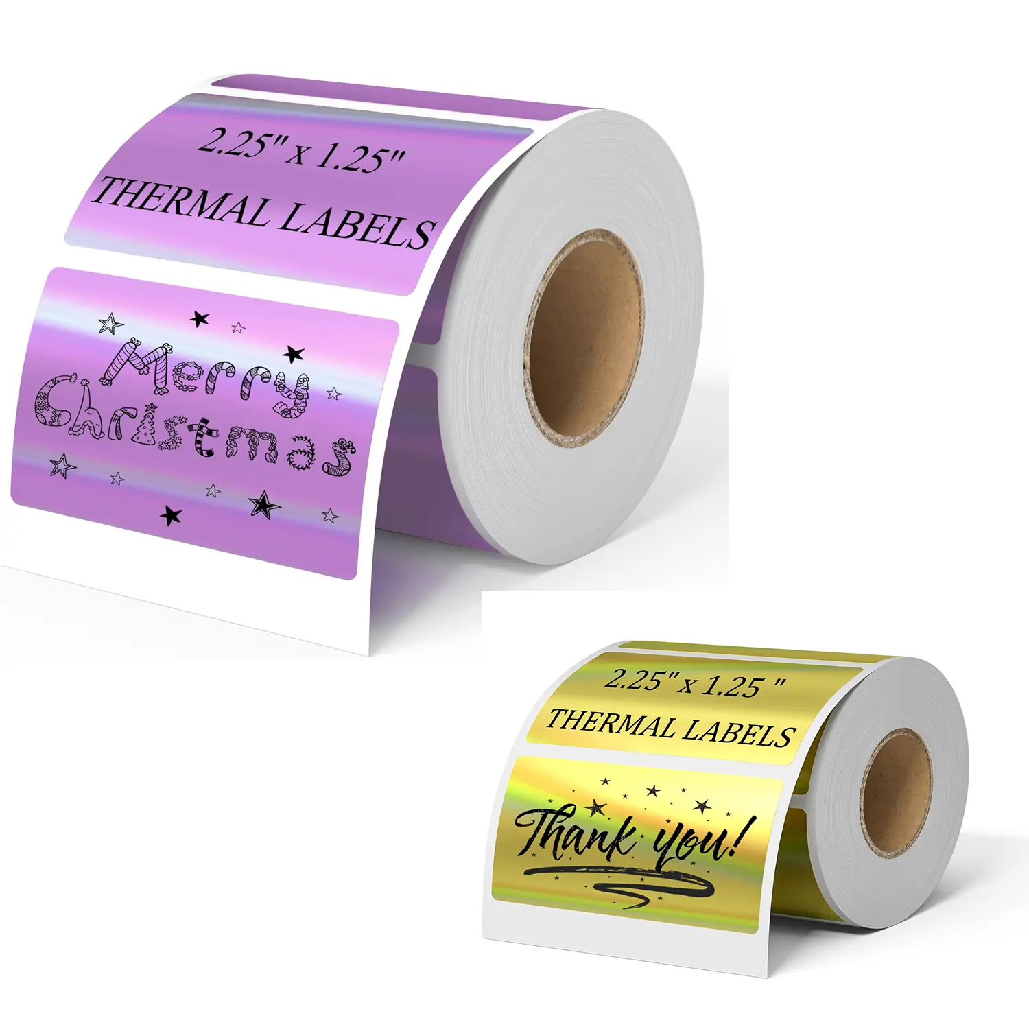 Holographic Thermal Labels, 2.25"x1.25" 500pcs Waterproof Self-Adhesive Durable Paper for Inkless Thermal Printers, Small Business Packaging & Barcode Use