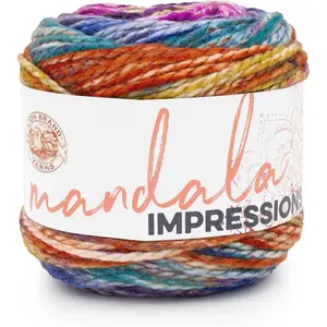 Mandala Impressions, Multicolor Yarn for Knitting, Crochet and Crafting, Rainbow, 1 Pack