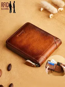 Men's Genuine Leather Business Fashion Wallet RFID Blocking Credit Card Holder, Multi-Functional Large Capacity ID & Credit Card Case, Christmas Gift