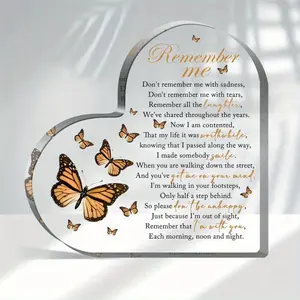 crylic Heart Shape Memorial Bereavement Gift Paperweight Remembrance Decorations Funeral Grief Condolence Memorial Ornaments for Loss of Loved One of Mother Father Sympathy Gifts