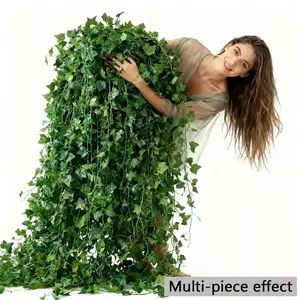 36-Piece Artificial Ivy Leaf Wreath, Plastic Fake Hanging Vine Plant, Home Wedding Party Garden Wall Decor, Bright Leaves, Indoor Outdoor Decoration