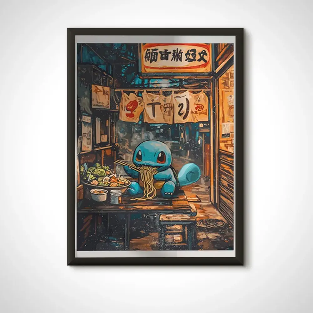 Squirtle Ramen Series Poster: Japanese Style Ramen Noodles Art Unframe Poster/Canvas 1.5 in Frame