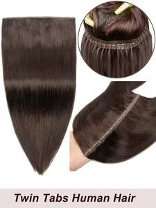 Butterfly Weft Hair Extensions Human Hair Invisible Flat PU with Hole Twin Tabs Hair Weft 12-24inch Microlink Application 40-50g