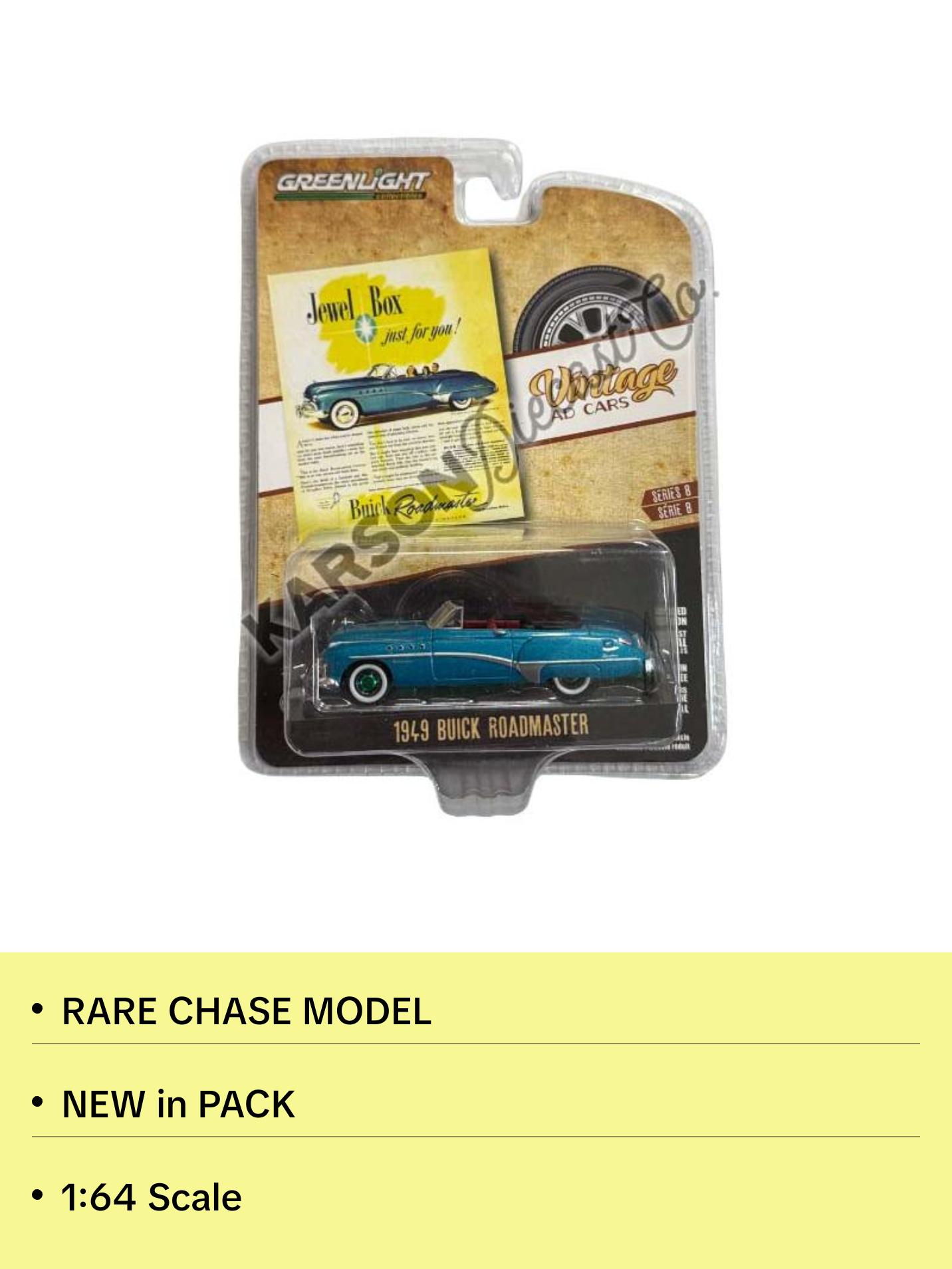 CHASE 1949 Buick Roadmaster - Jewel Box Just For You! (Vintage Ad Cars) Series 8 Diecast 1:64 Scale Model Car - Greenlight 39110A