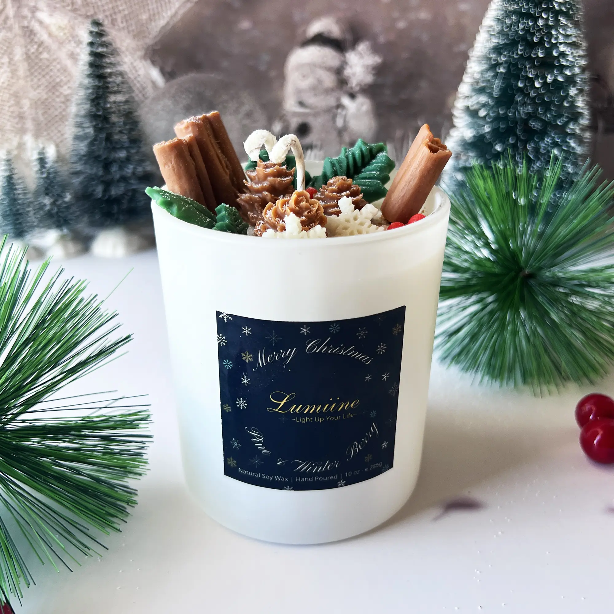 Lumiine Christmas Candle Cinnamon Christmas Candle Decor Christmas Gift Soy Wax Candle Unique Gift for Her