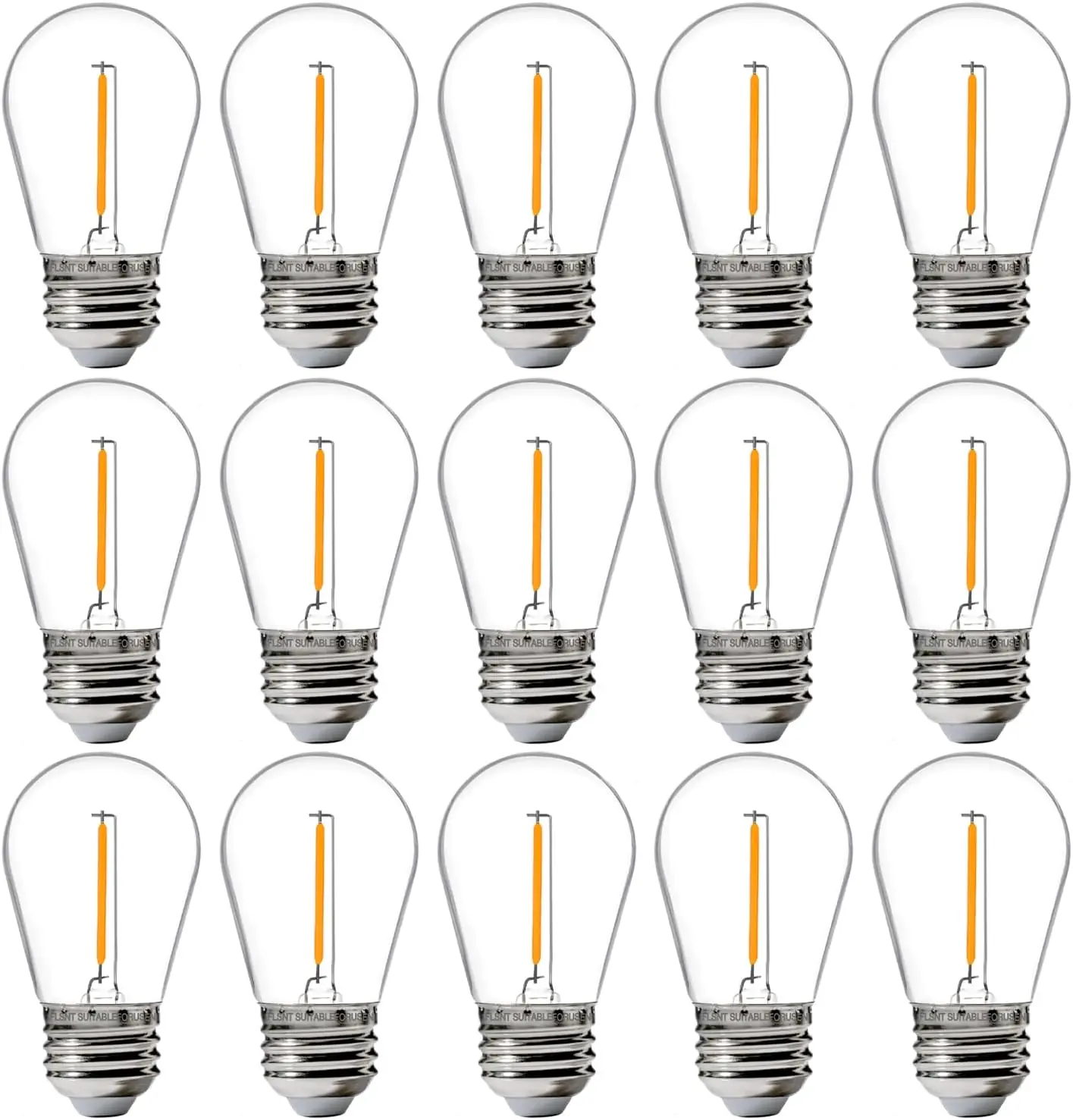 Jaspertronics™ 15-Pack Outdoor S14 LED Replacement Bulbs - 2200K Warm White, Shatterproof, Waterproof, E26 Base, Energy-Efficient for Patio, Garden, Bistro & Decorative String Lights