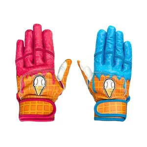 Ice Cream Drip Baseball Batting Gloves - Premium Blue And Pink Batting Gloves