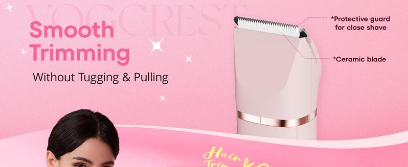 VG VOGCREST Electric Bikini Trimmer & Facial Hair Shaver - IPX7 Waterproof Hair Remover for Women - Comfort