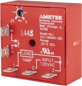 NCC 5 Pin, Time Delay Relay 1 at Resistive or Inductive Load Contact Amp, 120 VAC, On Board Trimpot Q2T-00005-321