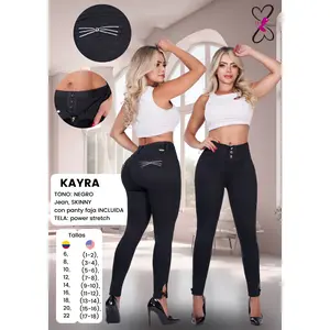Kayra Jean Colombiano with Internal Girdle style 180 Panty Back Pockets Fitted Skinny Denim Bottom for Women Slim Fit Trouser