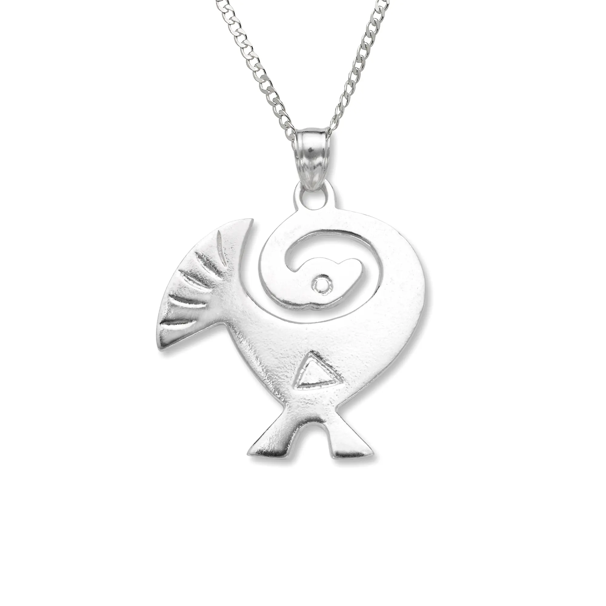 BETTER JEWELRY Unisex .925 Sterling Silver Ethnic Sankofa Bird Pendant Necklace, 35mm Cuban Link Chain, Gift-Ready Accessory (Only Pendant Option Available for Adults)