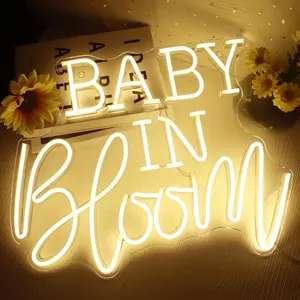 Serbasic Baby in Bloom Neon Sign Bars, 15.7x12.5 inches Warm White Dimmable Light with ON/OFF Switch, USB-Powered Wall Hanging Decor for Gaming Rooms, Clubs, Living Room Gifts
