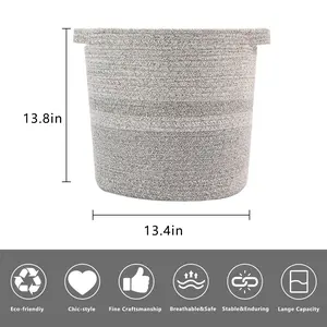 Storage Baskets for Organizing Nursery Small Round Woven Storage Basket Cotton Rope Basket with Handles
