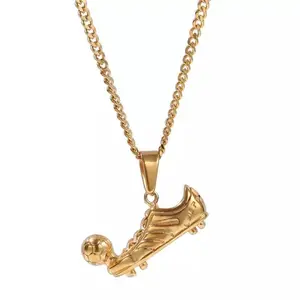 Soccer Cleat Shoe Pendant and Chain Necklace