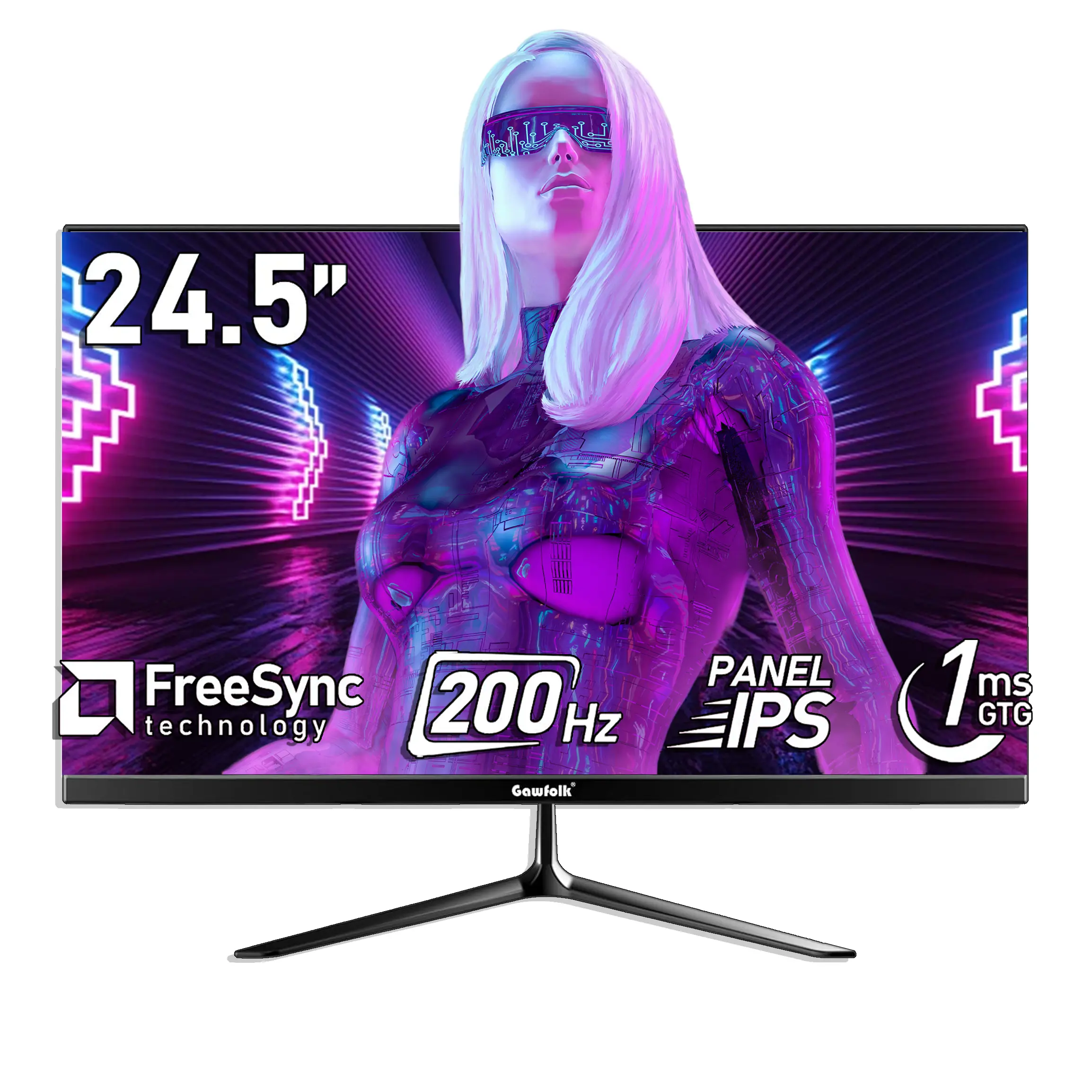 24.5 Inch 200/300Hz FHD Gaming Monitor, 1ms Fast Response, FreeSync Anti-Tearing, IPS Panel, 99% sRGB, Frameless Design, 178° Wide View, HDMI/DP, VESA Wall Mountable, Black, for Esports & Streaming