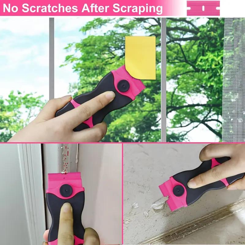 Pink Razor Blade Scraper Tool, 2-in-1 Glass Cooktop Scraper for Stove Top, Oven Door and Glass, Cleaning Razor Scraper with 10 Plastic and 10 Metal Blades Pink Razor Blade Scraper Tool, 2-in-1 Glass Cooktop Scraper for Stove Top, Oven Door and Glass, Cleaning Razor Scraper with 10 Plastic and 10 Metal Blades