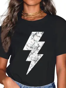 100% Cotton Lightning Bolt Graphic Tee for Men Women and Tees Tops T-Shirt