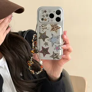 Creative Star Leopard Print Phone Case for Apple iPhone 17 Pro Max, 16 Pro Max, 15 Pro Max, 14 Pro, Fashionable Mobile Cover Accessories
