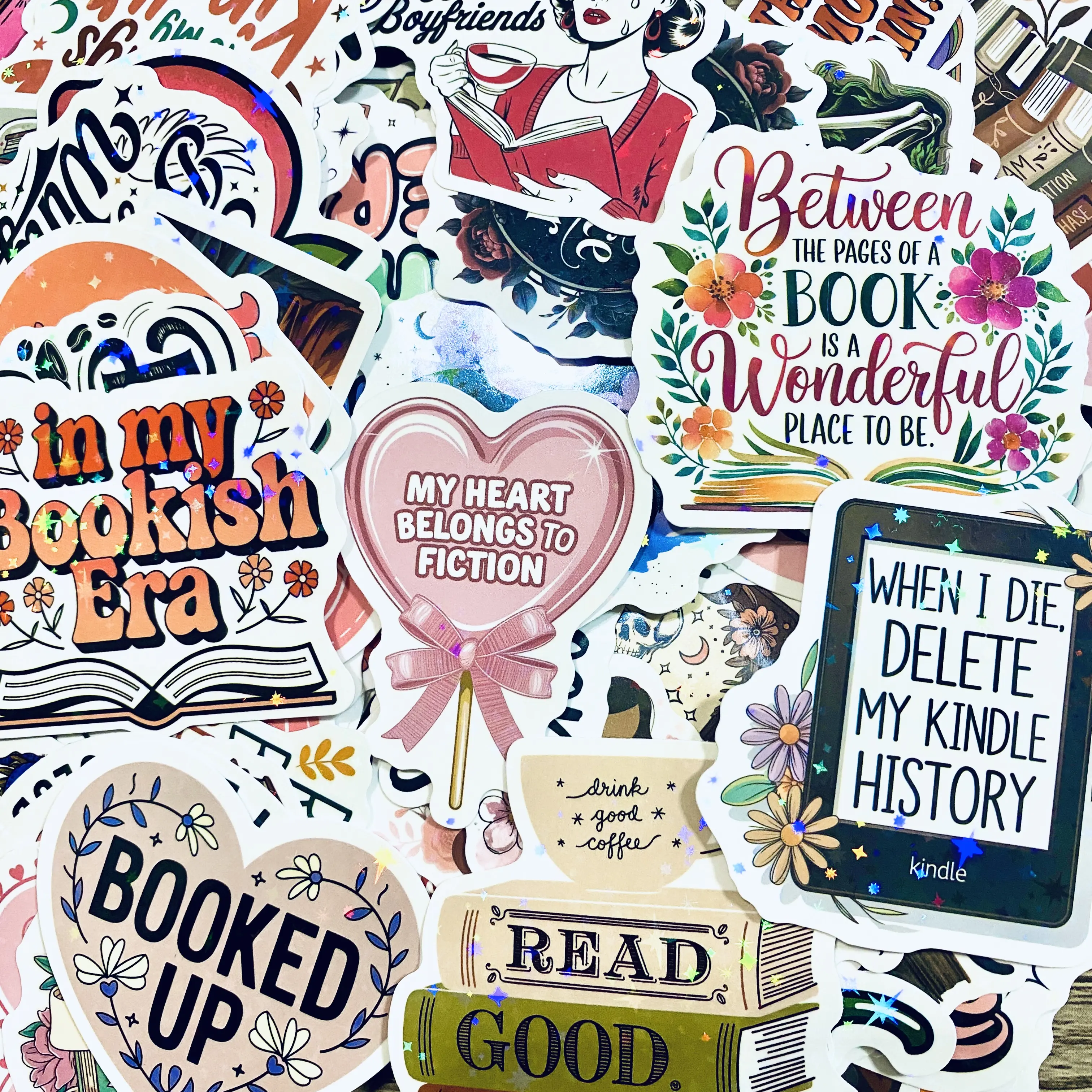 150 PCS Holographic Smutty Book Stickers for Kindle,  Smut Stickers for Girlie, Romance Book Stickers Waterproof Aesthetic Vinyl Decals for Laptop Ebook  Water Bottles