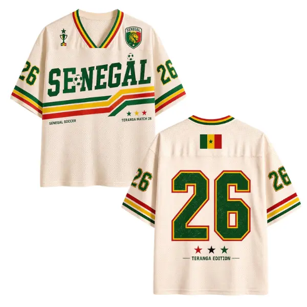 Senegal Soccer Jersey, Senegal Football Shirt, Retro Teranga Match 26, African Fan Sports Jersey, Senegal Fan Gift