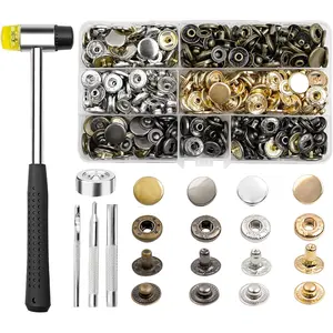 120 Sets Metal Snap Buttons,  15mm Leather Snap Fasteners Kit with 5 count Fixing Tools, 6 Colors Craft Snaps for Clothes, Windbreaker, Shirts, Jacket, Backpacks, Wallet,Bags