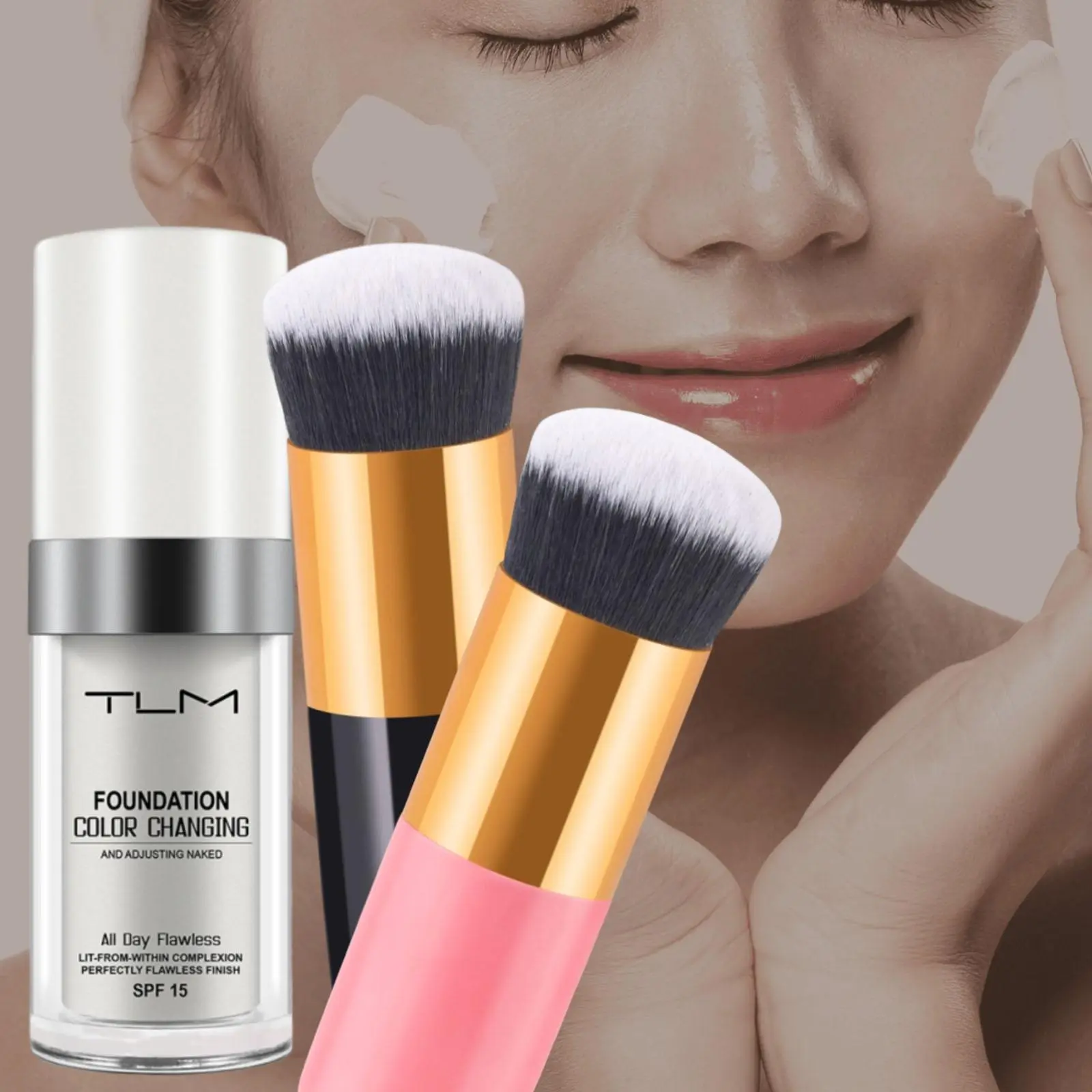Magic Color-Changing Foundation Set with Brush - TikTok Shop