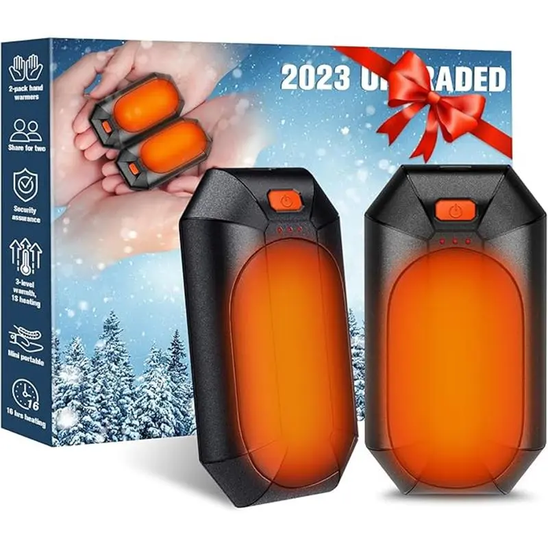2 Pack Hand Warmers Rechargeable, Electric Hand Warmer Reusable, USB Handwarmers,Outdoor/Indoor/Golf/Camping/Hunting/Pain Relief/Watch Football/Baseball/Warm Gifts for Men Women Kid Birthday Christmas