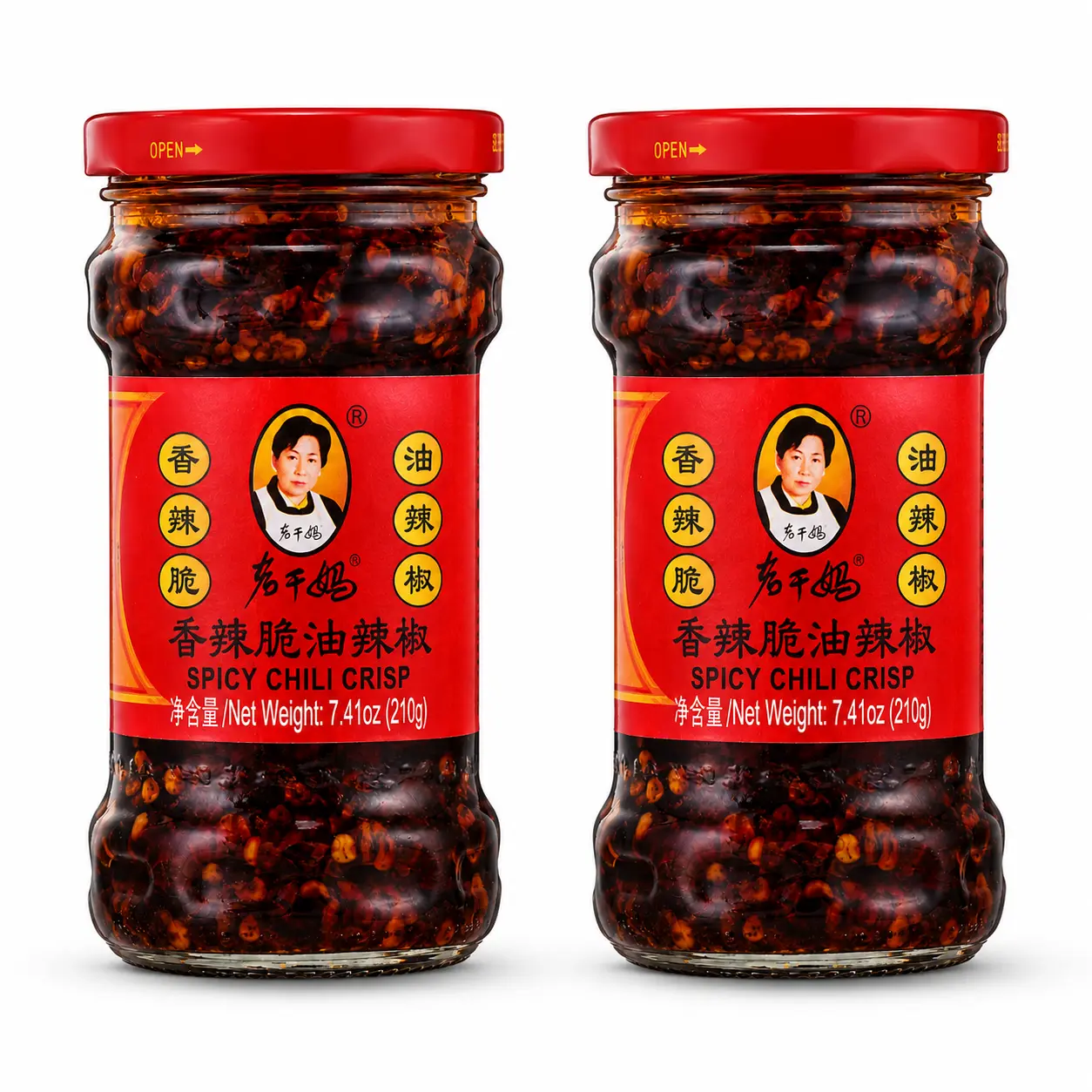 LAOGANMA Spicy Chili Crisp Sauce, 210g per Bottle, 2-Pack, Versatile Dip with Rich Flavor