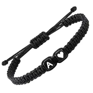 Matching Couple Bracelets Letter Initial Bracelet for Men Women Cute Anniversary Christmas Gift Ideas Long Distance Couple Gifts for Him Her Boyfriend Girlfriend Son Bestfriend (A)