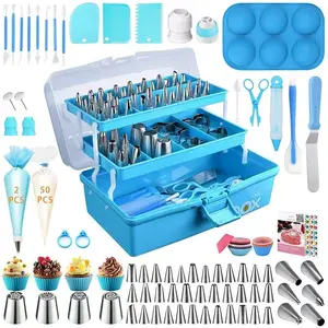 Complete 236-Piece Baking Set with Stainless Steel Icing Nozzles, Multiple Mold Sizes & Shapes, Anti-Fall Coupler for Hassle-Free Cupcake & Cookie Design