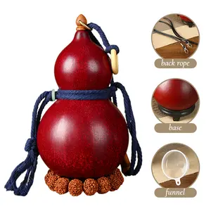 Ancient Chinese Gourd Flask 500ml Portable Whiskey Bottle with Lacquer Finish Unique Artisan Gift for Camping Travel Natural Gourd Crafted with Traditional Techniques