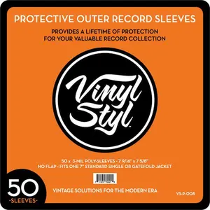 Vinyl Styl® VS-P-008 7 Inch Outer Record Sleeves - Open Top - 50 Count (Clear)  [BAGS / SLEEVES] Large Item Exception , Audiophile