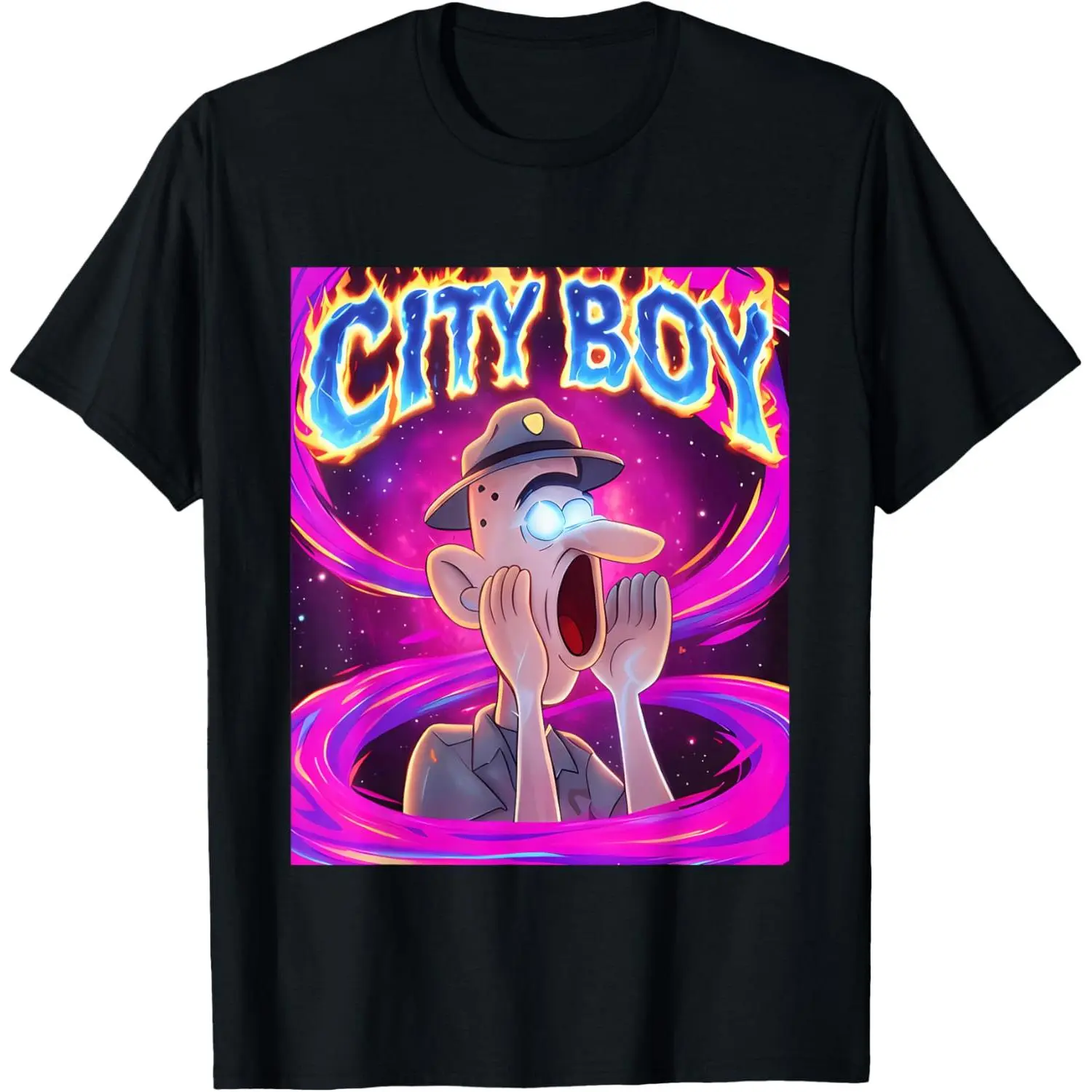 Women's 100% Cotton Short-Sleeve Round Neck Casual Distressed Streetwear T-Shirt - City Boy Brainrot Meme Reaction Loud Funny Cartoon Design