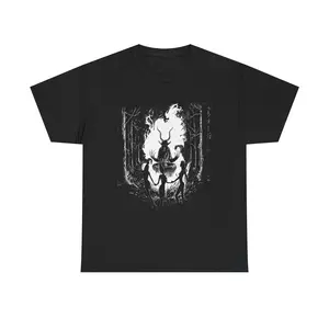 Mysterious Forest Baphomet Blackcraft Satan Goat Tee | Unisex Cotton T-Shirt, Goth Apparel, Nature Lover Gift, Halloween Costume, Unique Graphic Tee