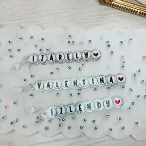 Bead Charm Keychain - Personalized Name Charms for Customization - Bead Charm Keychain with Customizable Names as Shown